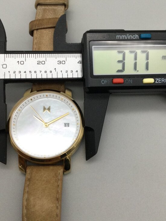 MVMT Watch Women 38mm MOP Dial Gold Tone Leather Band Date New Battery main image 12
